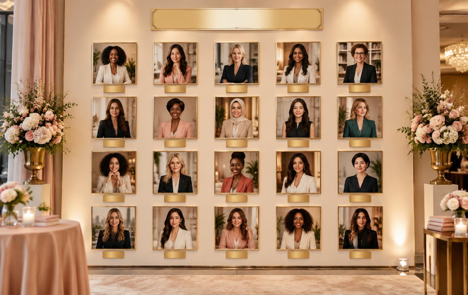 BOOKEUPHORICS WALL mit Portraits von Unternehmerinnen beim SUCCESS WOMAN Event